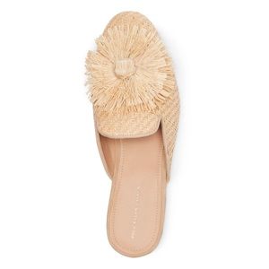 Polo Ralph Lauren Callie Raffia Flower Smoking Mule Slides in Natural SZ 9.5